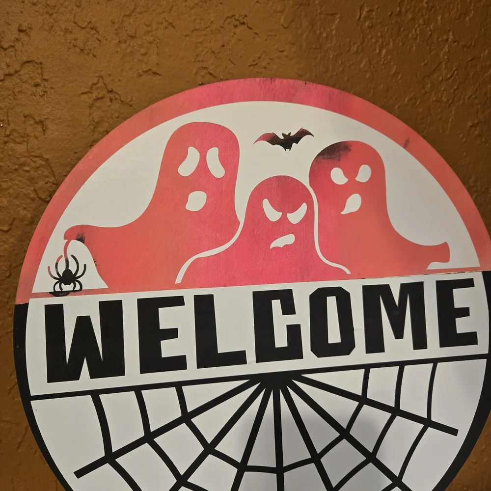 Pink Ghost Welcome Sign